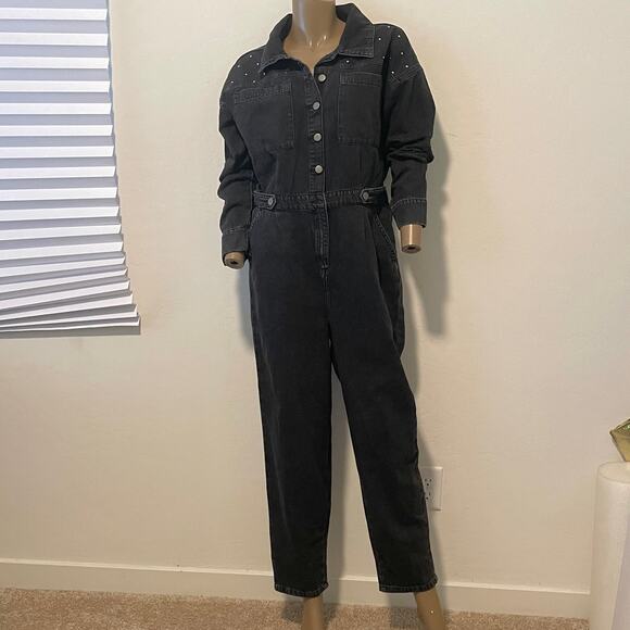 Savannah Miller Next denim studded utility jumpsuit coverall 10 medium P 7060 - Picture 13 of 15